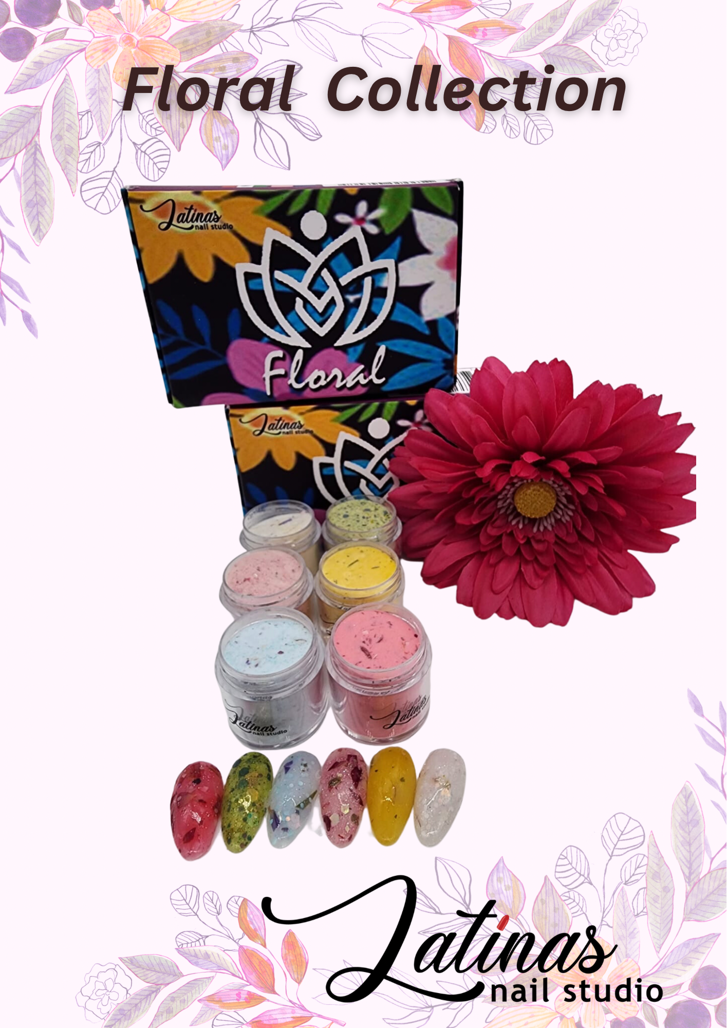 Latinas Nail Studio Floral 6pz Collection image 1