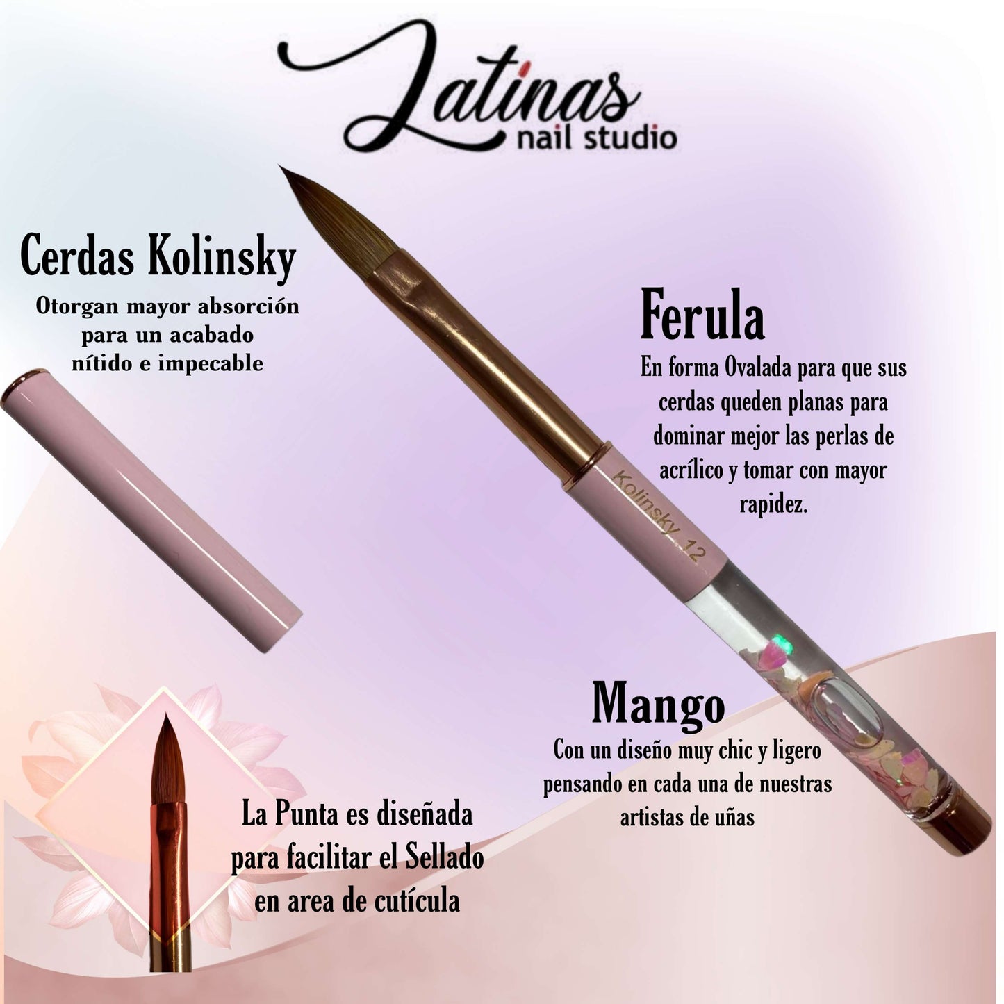 Latina Nail Studio Kolinsky 12 Acrylic Brush image 0