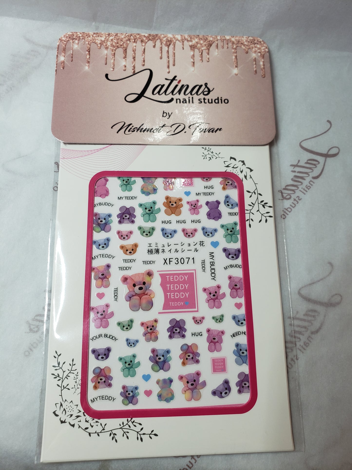 Pastel Color Teddy Bear Sticker Decals image 0