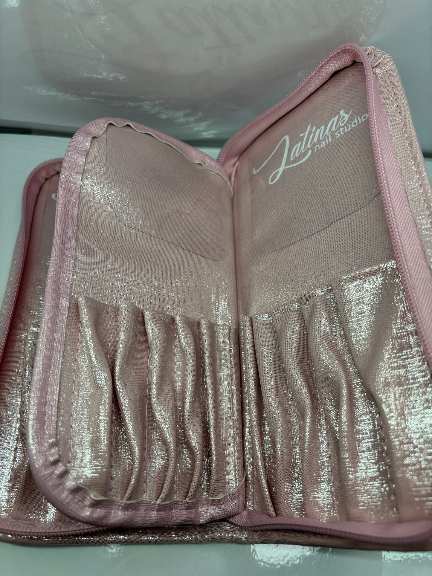 Latinas Nail Studio Brush Case Pink Bling Shine image 1
