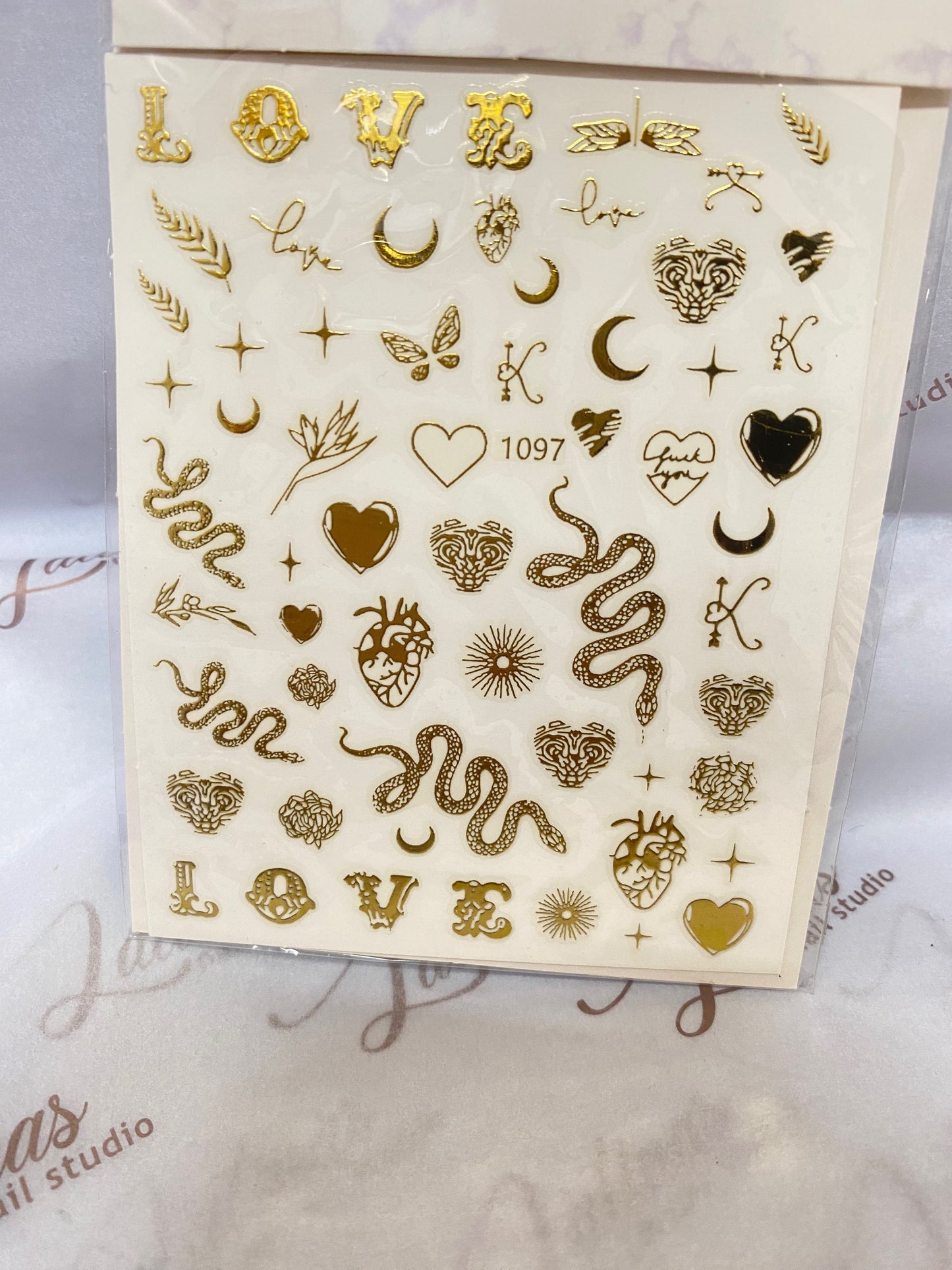 Gold Heart Love Stickers 1097 image 0