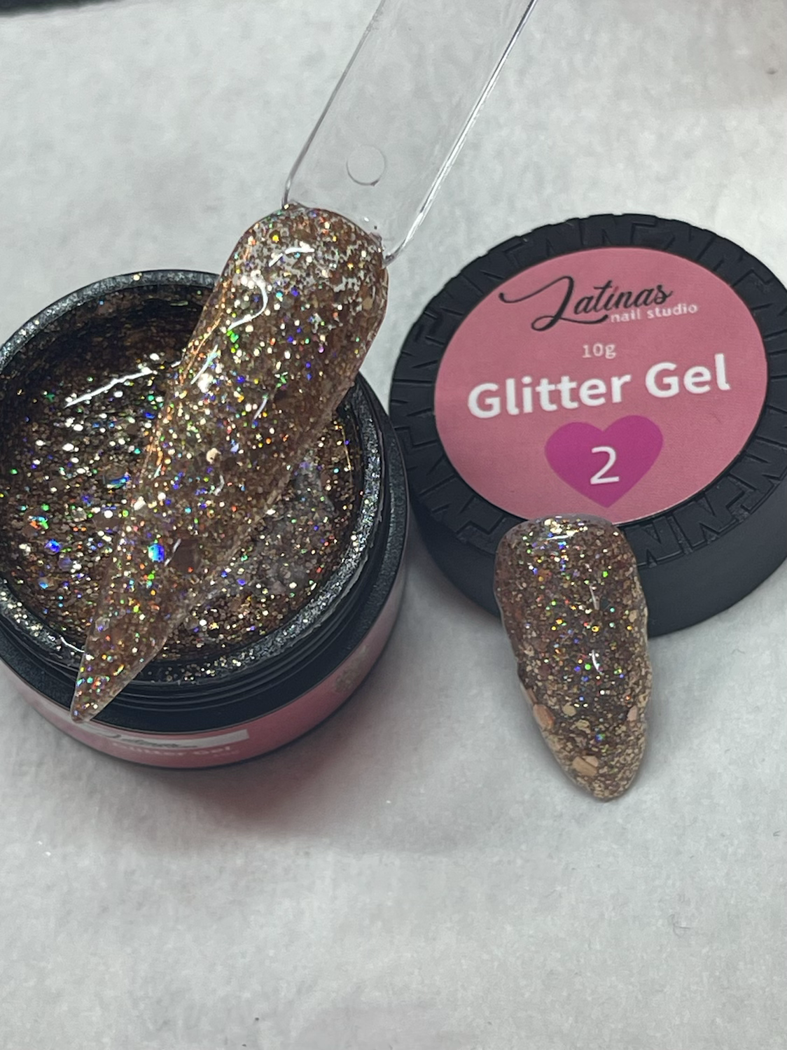 Latinas Nail Studio Gold Glitter gel   #2 10gr   image 5