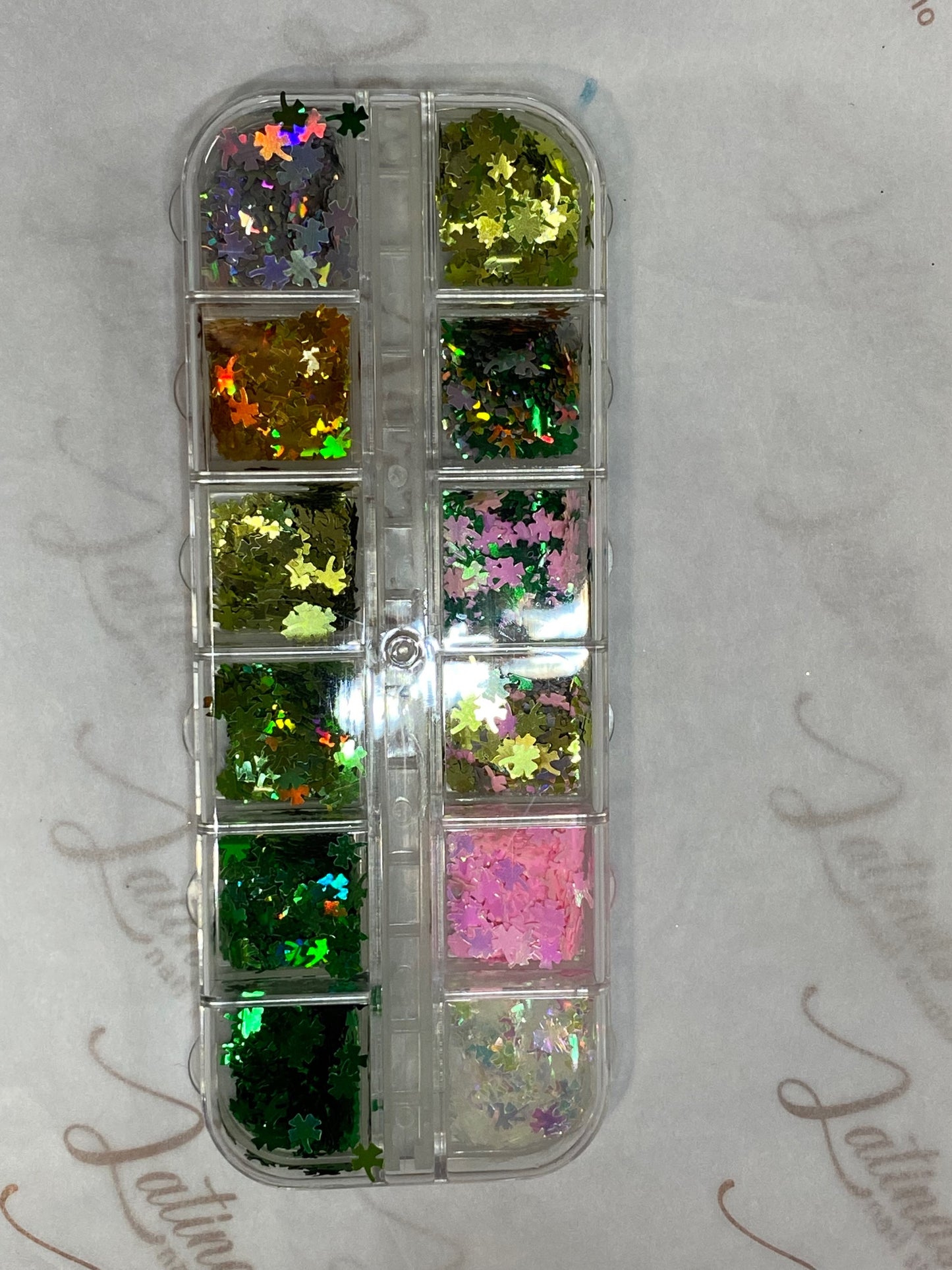 St Patrick Nail Decor 4 Leaf Clover Glitter image 1