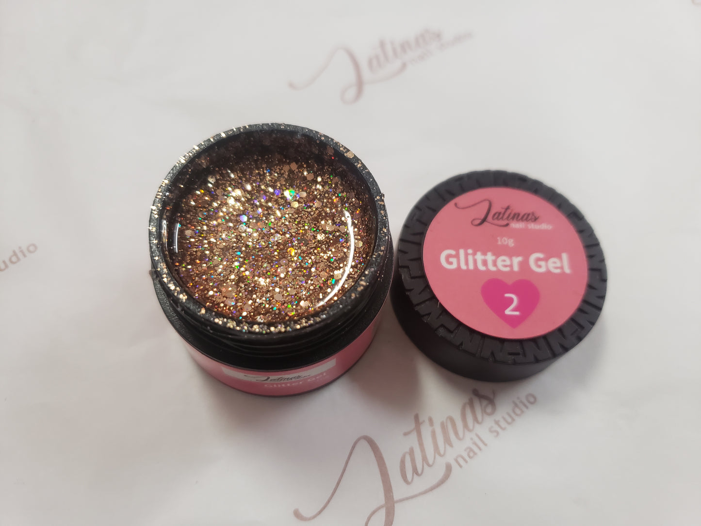 Latinas Nail Studio Glitter Gel 10g Rose Gold image 0
