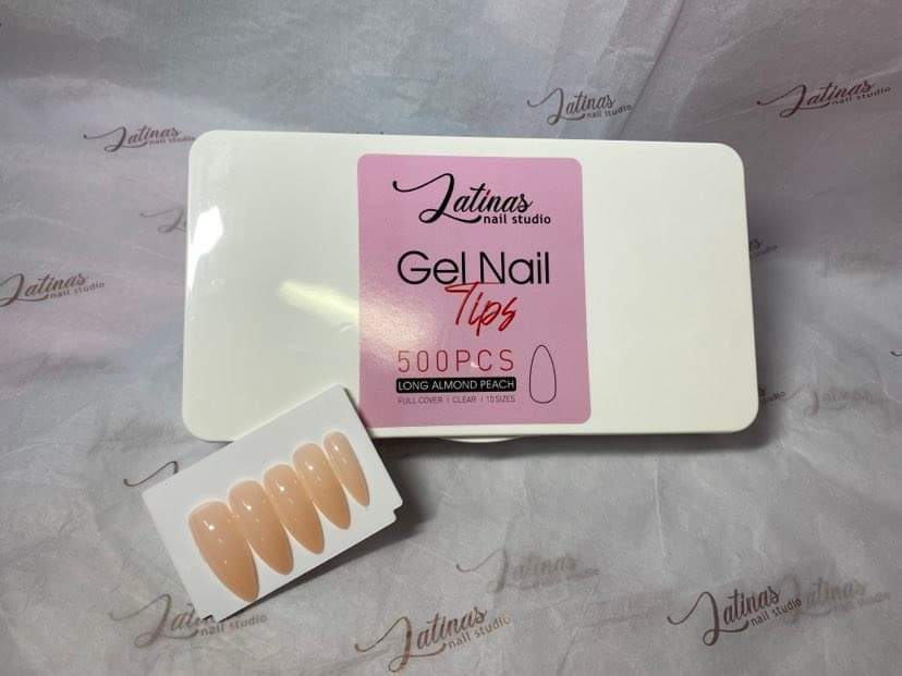 Latinas Nail Studio Gel Tips Press on Almond Shape Peach image 0