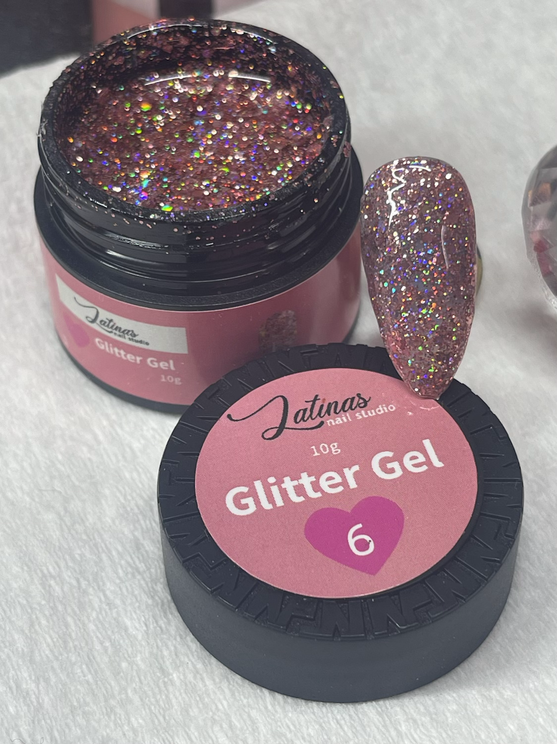 Latinas Nail Studio Rose Gold Glitter gel #6 10gr image 0