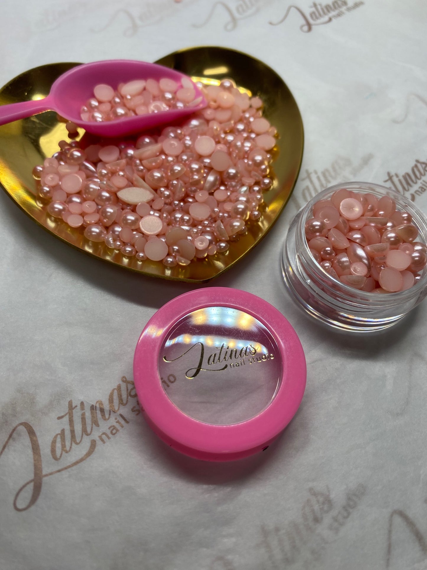 Latinas Nail Studio Light Pink Pearl Decor Mix image 2