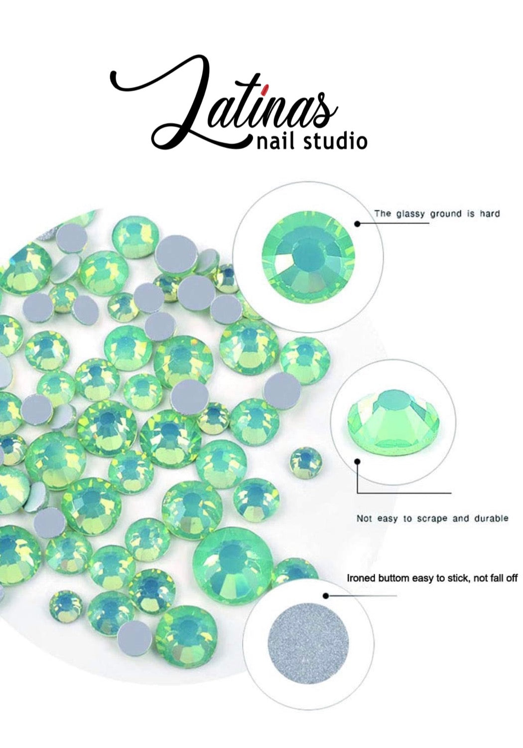 Latinas Nail Studio Opal White Crystals image 1