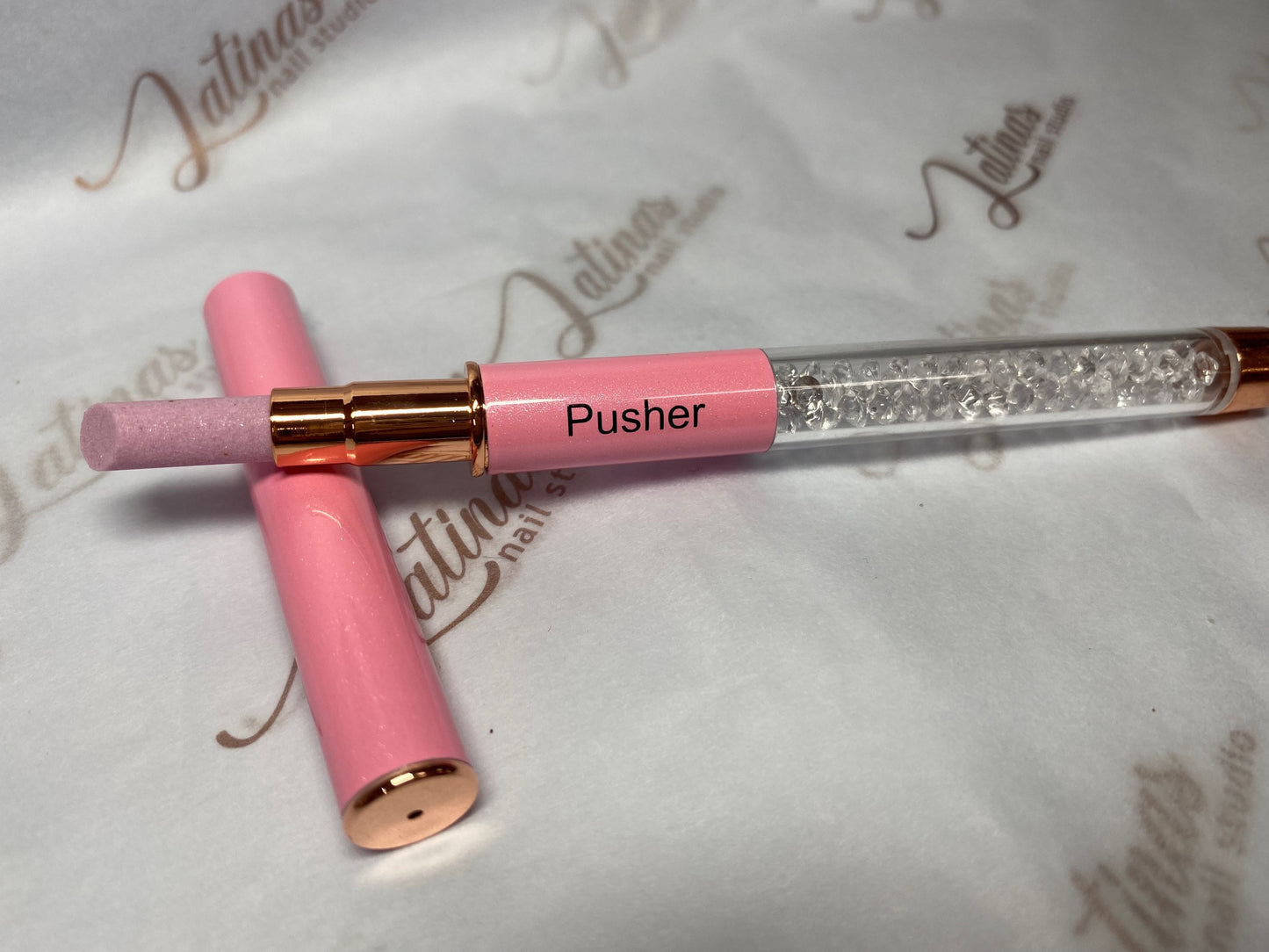 Latinas Nail Studio Pink Cuticle Pusher image 0