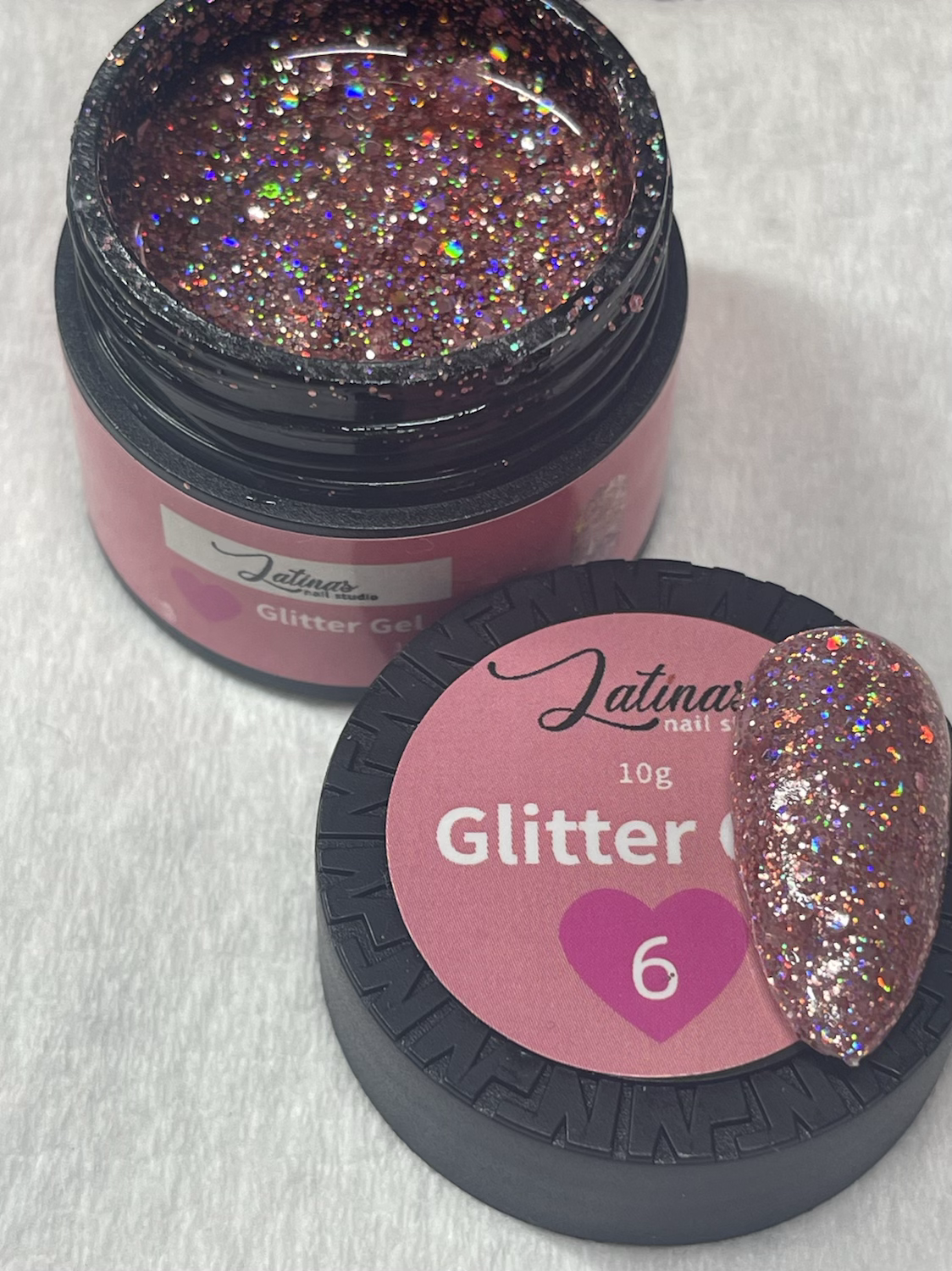 Latinas Nail Studio Rose Gold Glitter gel #6 10gr image 1