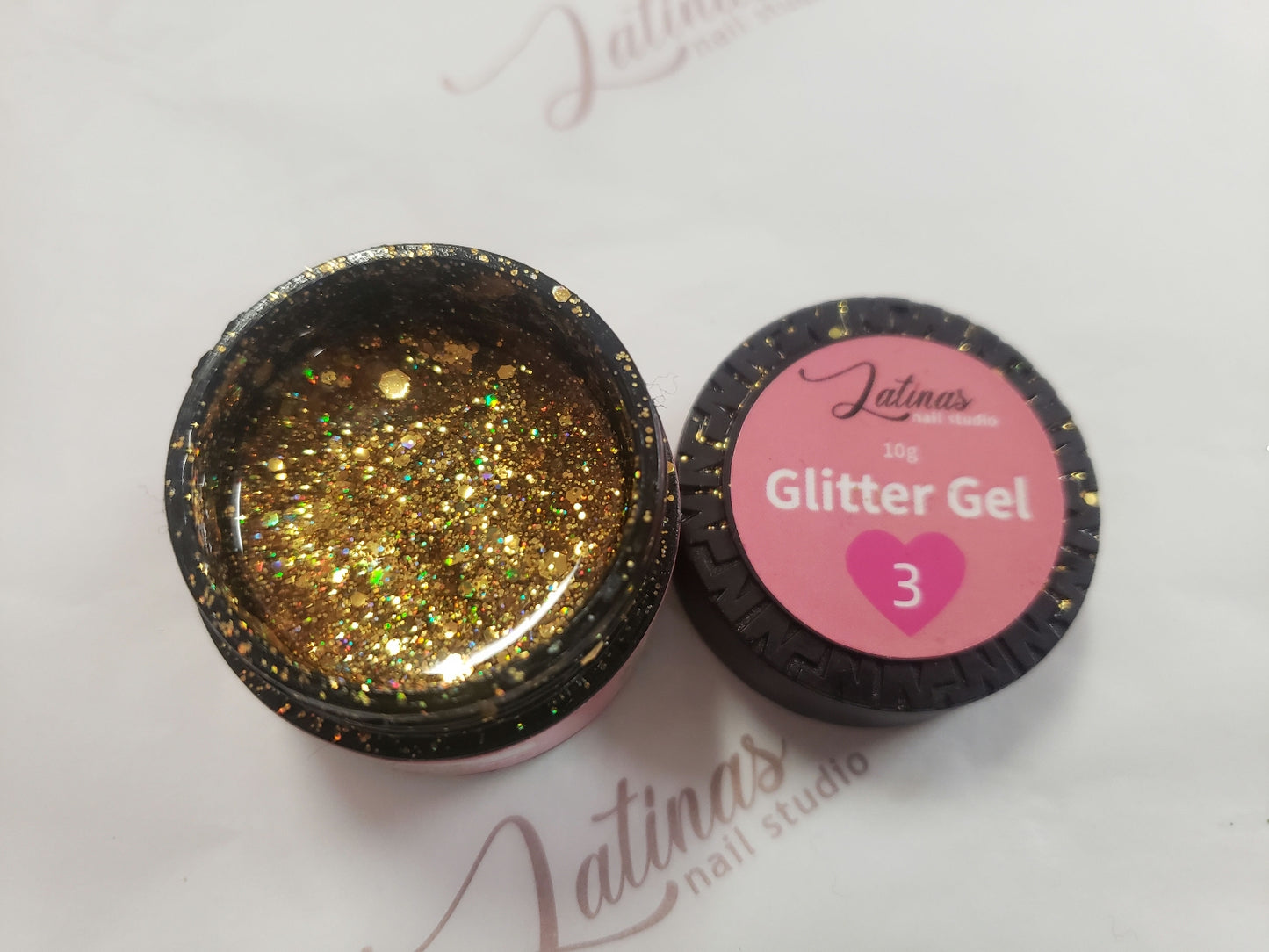 Latinas Nail Srudio Glitter Gel Gold No 3 image 0