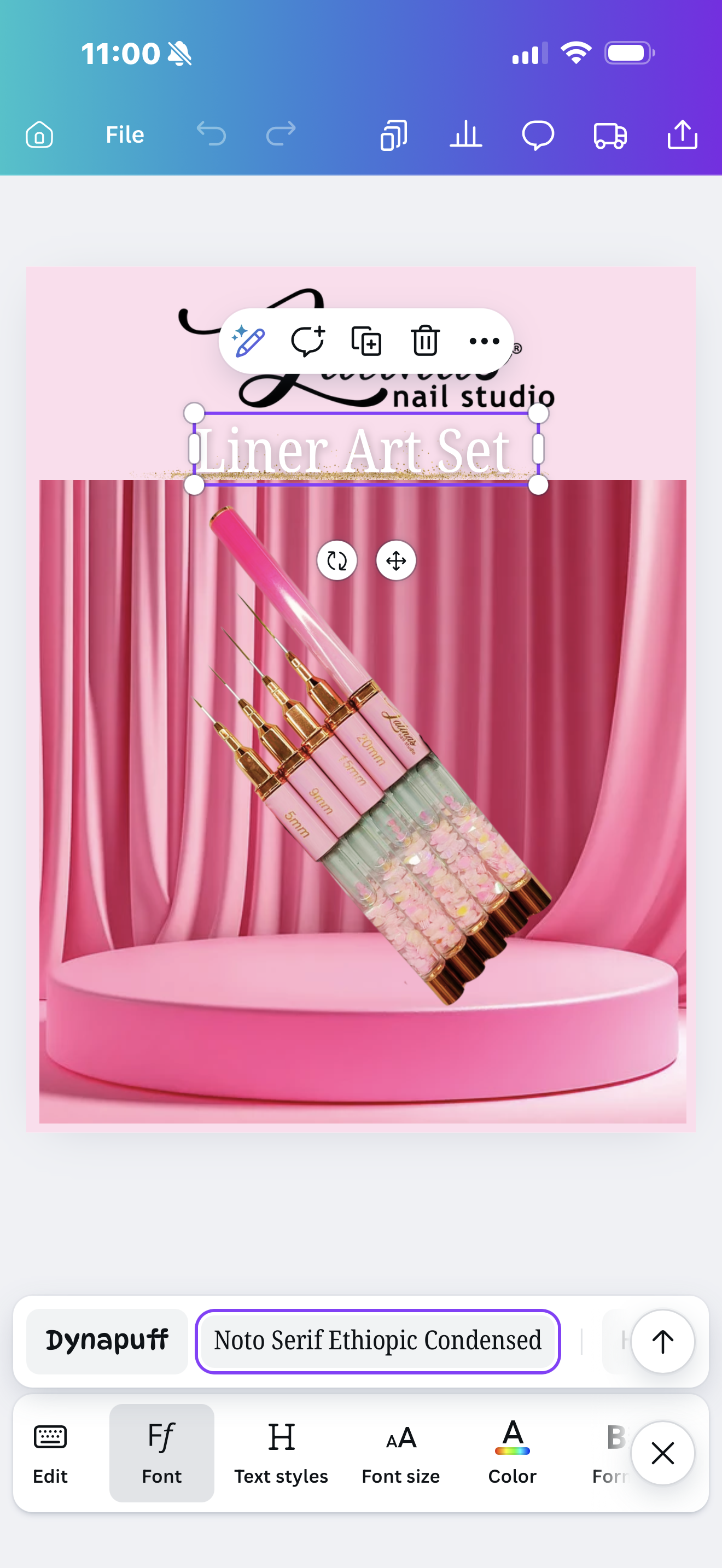 Latinas Nail Studio Pink  Liner Brush Set 4pz