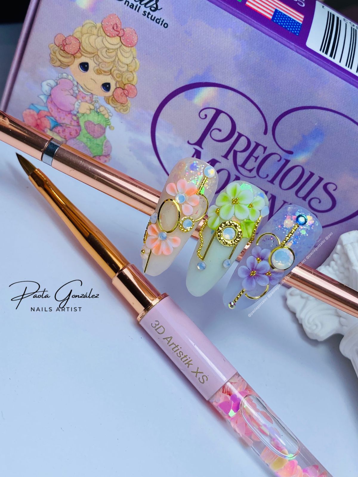 Latinas Nail Studio RoseGold Kolinsky XS Flat 3D Art Brush image 0