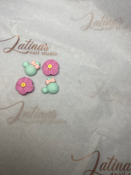 Purple Daisy Flower and Teal Minnie Mouse inspired Nail Charms image 0