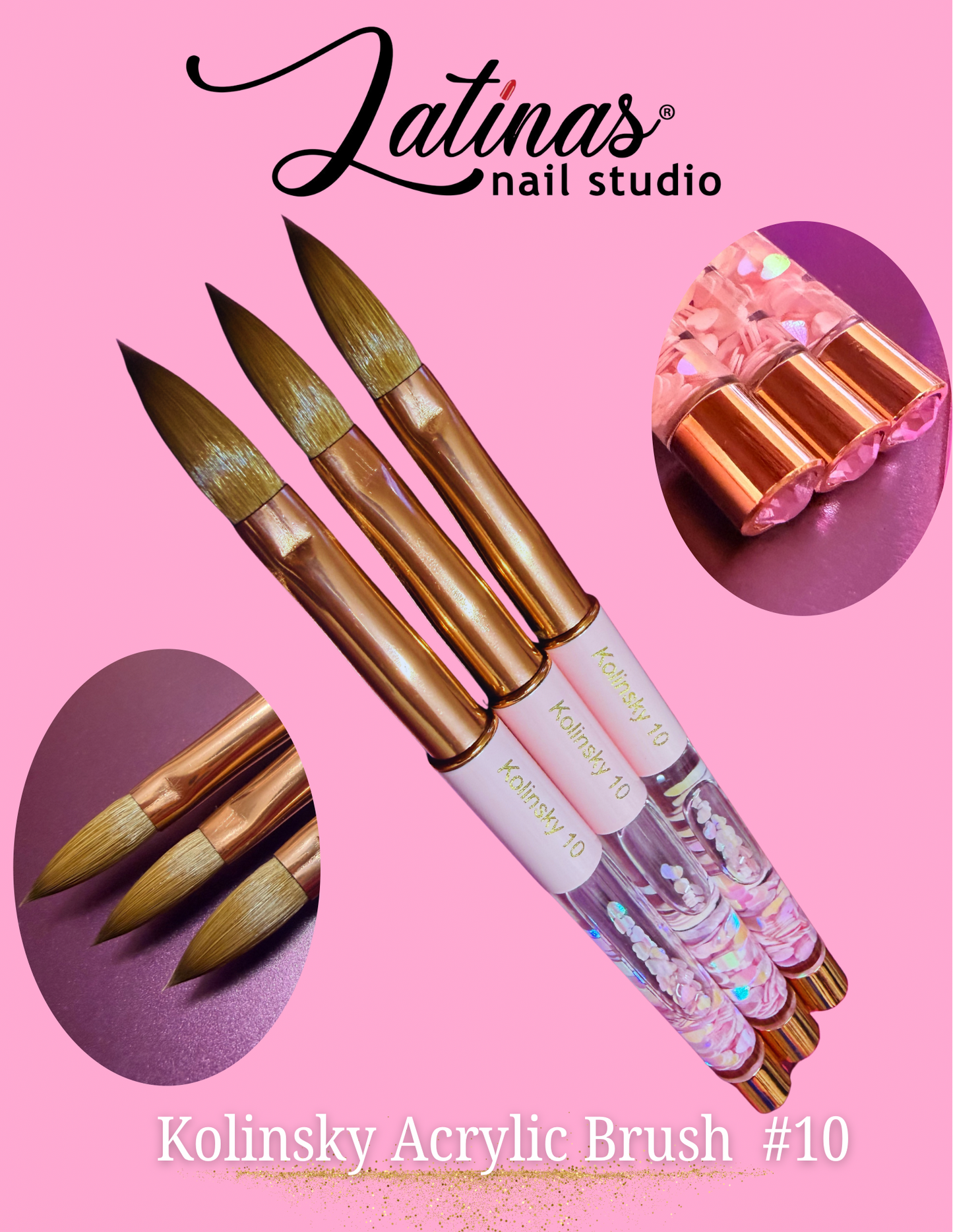 Latinas Nail Studio Acrylic Kolinsky Brush 10 1pz