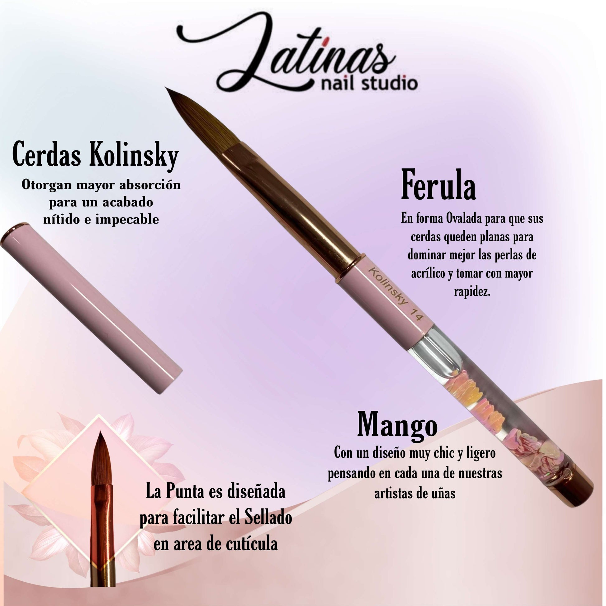 Latinas Nail Studio Kolinsky 14 Acrylic Brush image 0